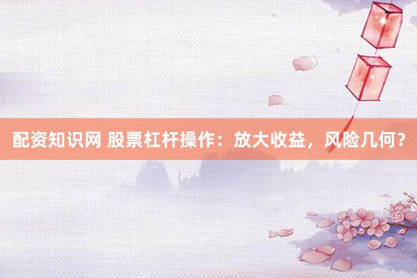 配资知识网 股票杠杆操作：放大收益，风险几何？