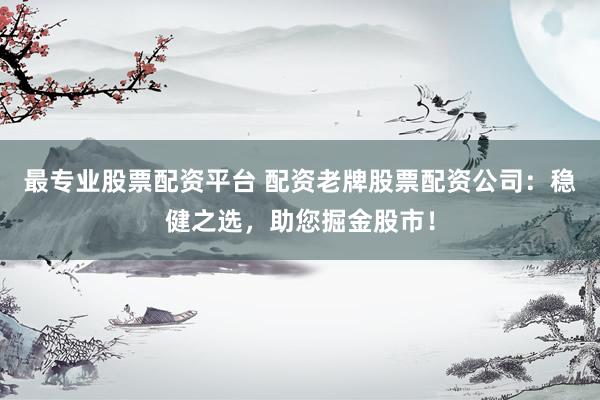 最专业股票配资平台 配资老牌股票配资公司：稳健之选，助您掘金股市！