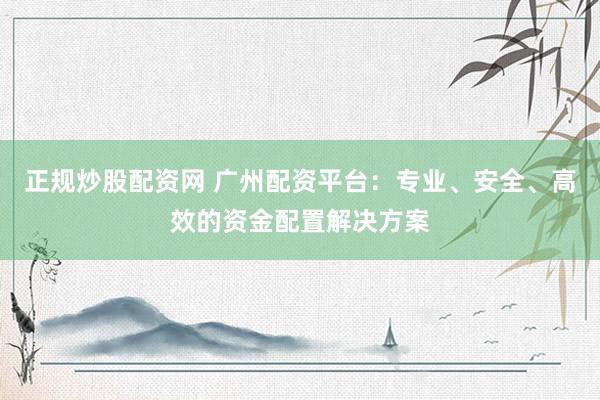 正规炒股配资网 广州配资平台：专业、安全、高效的资金配置解决方案