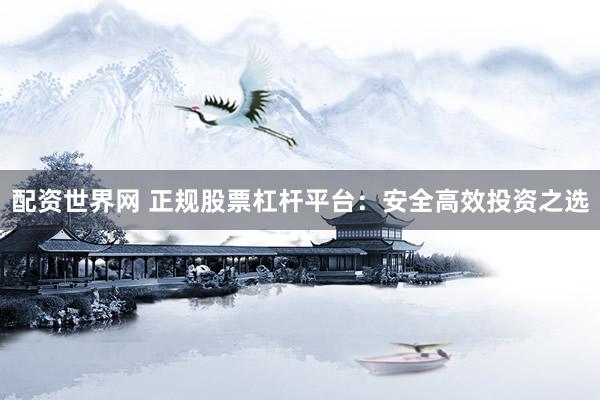配资世界网 正规股票杠杆平台：安全高效投资之选
