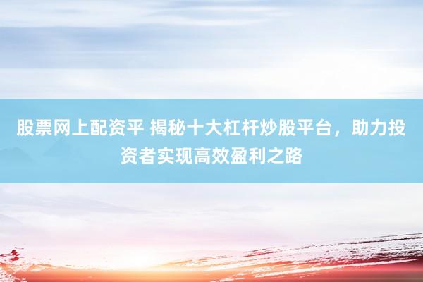 股票网上配资平 揭秘十大杠杆炒股平台，助力投资者实现高效盈利之路