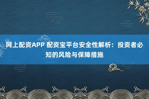 网上配资APP 配资宝平台安全性解析：投资者必知的风险与保障措施
