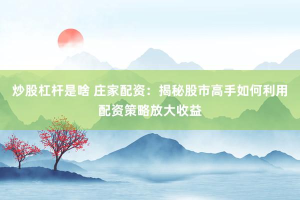 炒股杠杆是啥 庄家配资:揭秘股市高手如何利用配资策略放大收益