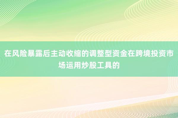 在风险暴露后主动收缩的调整型资金在跨境投资市场运用炒股工具的