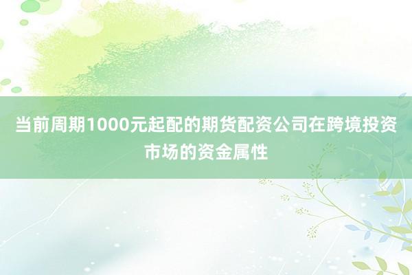 当前周期1000元起配的期货配资公司在跨境投资市场的资金属性