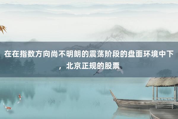 在在指数方向尚不明朗的震荡阶段的盘面环境中下，北京正规的股票