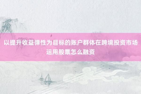 以提升收益弹性为目标的账户群体在跨境投资市场运用股票怎么融资