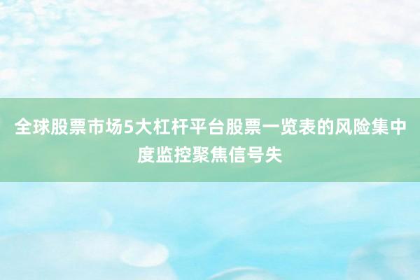 全球股票市场5大杠杆平台股票一览表的风险集中度监控聚焦信号失