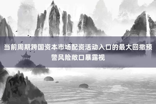 当前周期跨国资本市场配资活动入口的最大回撤预警风险敞口暴露视
